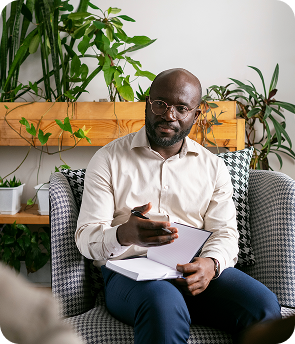 Client speaking with a care provider